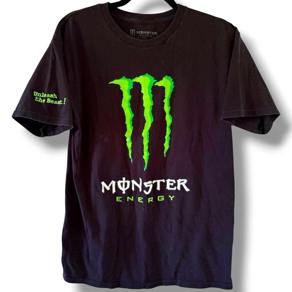 Monster Energy Unleash The Beast Graphic Tee Shirt Men Medium Black Short Sleeve